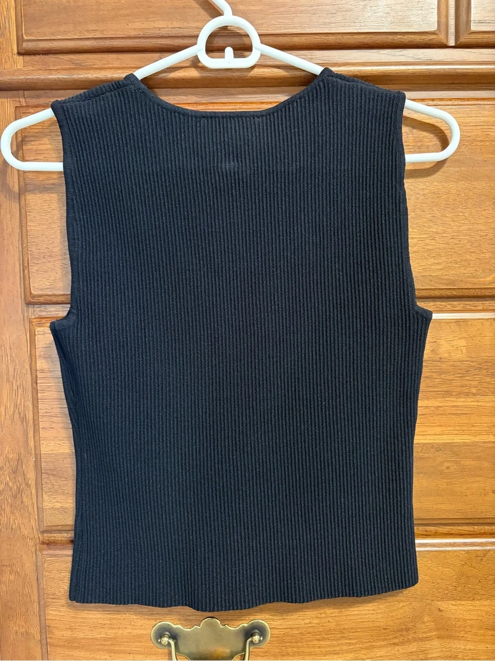 Rachel Zoe Black Ribbed Crewneck Tank - Picture 3 of 4